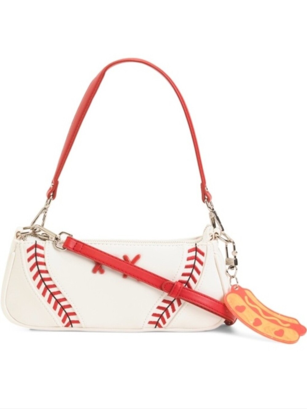 🌭▪️Betsey Johnson▪️ Kitsch Baseball Shoulder Bag and Hotdog Bag Charm NWT